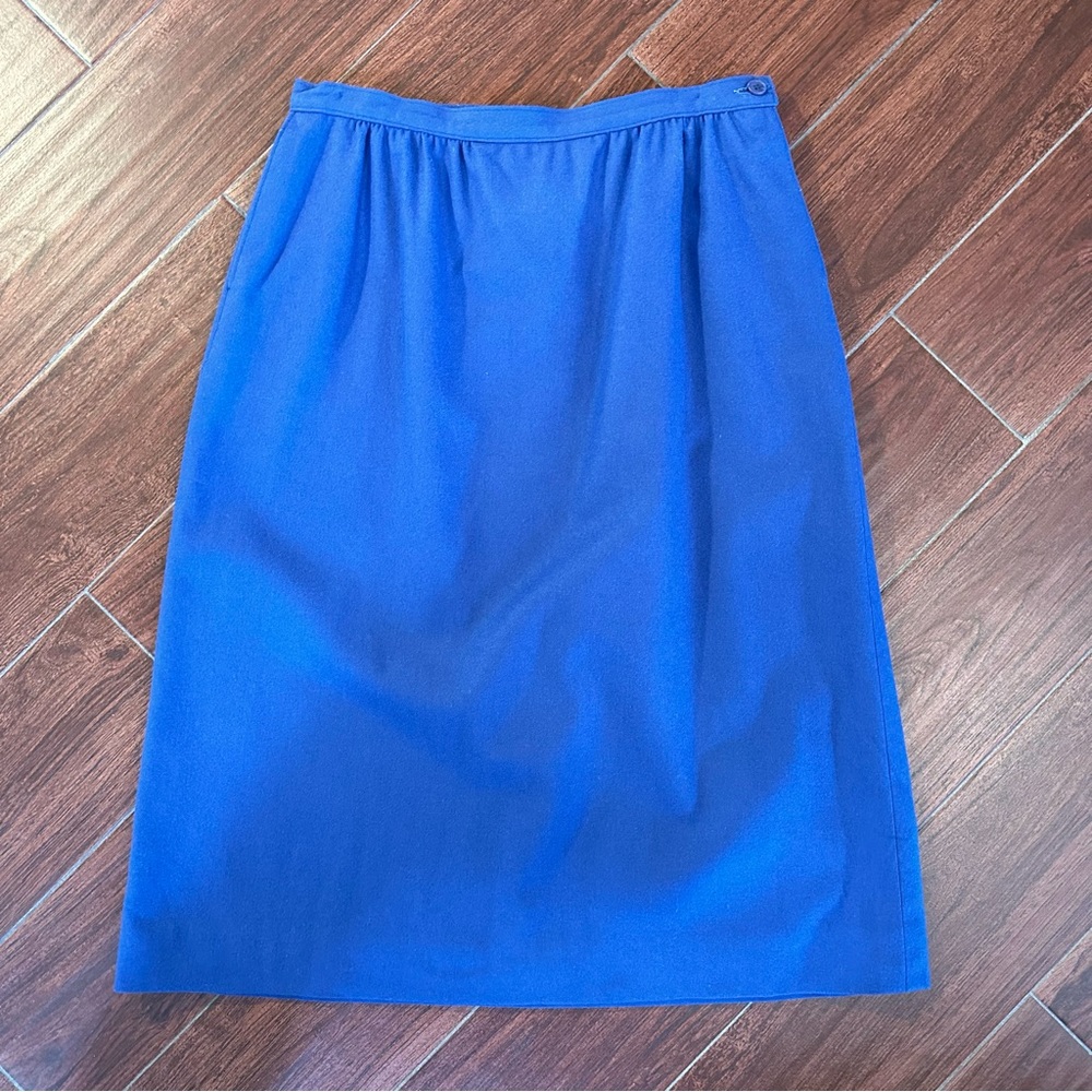 Vintage PENDLETON Light Blue 100% Virgin Wool A-Line Skirt Size 14 Made in USA
